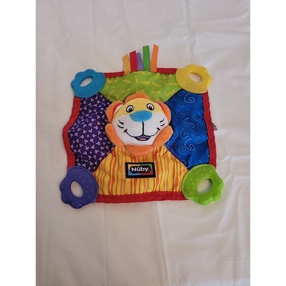 Lion Nuby Comfort Teether Teething Blanket Blankie 0m+ Squeaks BPA Free Lovey - Picture 1 of 16